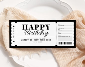 Concert Ticket Template EDITABLE, Surprise Concert Gift Ticket Printable, Birthday Gift Voucher, Event Ticket Invitation, Any Occasion