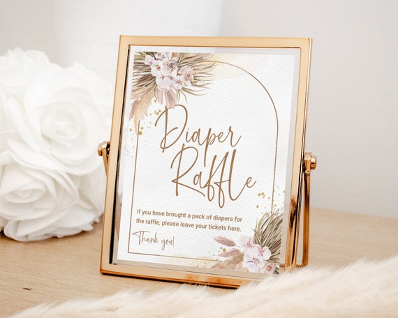 Boho Pampas Diaper Raffle Baby Shower Sign, Pampas Grass Baby Shower Game Party Sign Printable, Tropical Desert Table Sign, INSTANT DOWNLOAD Il_570xn
