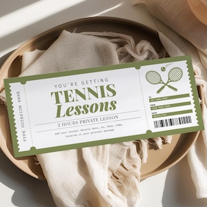 Tennisstunden-Zertifikat EDITIERBAR, Tennisstunden-Gutschein druckbar, Sportgeschenkkarte, Tennisgutschein, Tennisgeschenkkarte, jeden Anlass