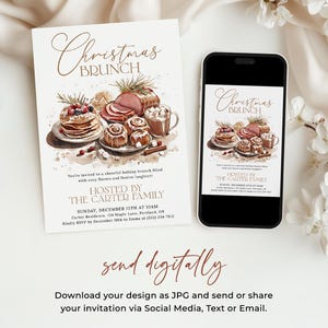 Christmas Brunch Invitation EDITABLE, Holiday Brunch Party Invitation, Printable Christmas Breakfast Invite, Friendsmas Brunch Party