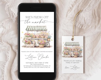 Faire-part numérique pour la douche nuptiale fraîchement sorti du marché MODIFIABLE, invitation mobile de douche nuptiale du marché de producteurs, elle est hors du marché inviter FM14