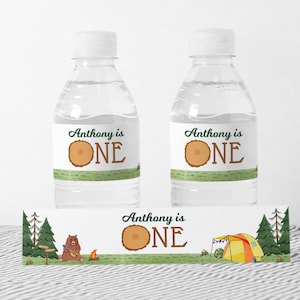 One Happy Camper Water Bottle Labels EDITABLE, First Birthday Party ...