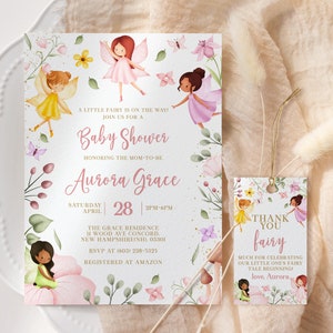 Fairy Baby Shower Invitation EDITABLE, Magical Fairy Garden Baby Shower Invite, Printable Enchanted Fairy Girl Baby Shower Invitation, FM11