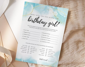 Who Knows Birthday Girl Best EDITABLE, Would She Rather Game Printable, Green Birthday Trivia Game, How Well Do You Know The Birthday Girl