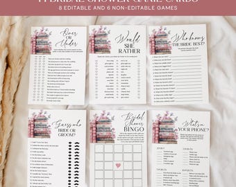Storybook Bridal Shower Games Bundle, New Chapter Bridal Shower Game Cards, Book Themed Bridal Shower Activities, Editable Printable CB06