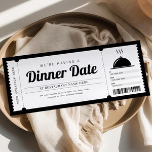Abendessen Datum Geschenkgutschein EDITIERBAR, Restaurant Reservierung Gutschein, druckbare Abendessen Datum Gutschein, Abendessen Geschenkkarte, Restaurant Gutschein