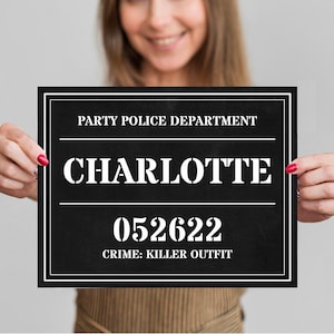 Mugshot Sign Board EDITABLE, Printable Mugshot Template, Mug Shot Sign, Police Party, Photo Booth Prop, Murder Mystery, Personalized Sign