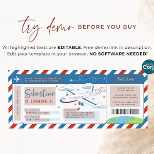 May include: A printable birthday invitation featuring an airplane theme with red, white and blue stripes. The invitation includes a cartoon aeroplane, clouds and stars. The text reads "Sebastian is turning 3!" and includes details such as the date, time and location of the party.