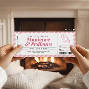 Editable Pink Manicure Pedicure Voucher, Surprise Spa Day Gift Voucher, Printable Mani Pedi Certificate Template, Digital Download