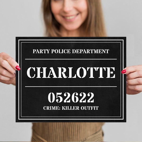 Mugshot Sign Board EDITABLE, Printable Mugshot Template, Mug Shot Sign, Police Party, Photo Booth Prop, Murder Mystery, Personalized Sign