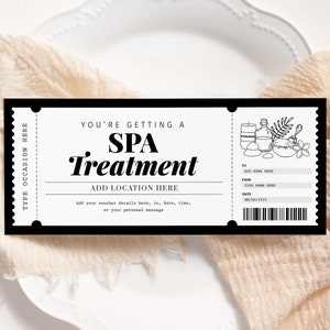 Spa-Tag-Zertifikat EDITIERBAR, Spa-Behandlungsgutschein druckbar, Massage-Zertifikat, Spa-Tag-Gutschein, Spa-Tageskarte, jeden Anlass