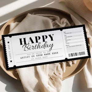 Sjabloon concertkaartje BEWERKBAAR, verrassingsconcert cadeaubon afdrukbaar, cadeaubon verjaardag, uitnodiging ticket evenement,