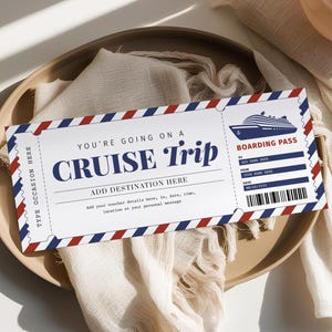 Cruise Boarding Pass EDITABLE, Surprise Cruise Ticket Template, Cruise Invitation, Travel Gift Certificate Printable, Any Occasion CT22 image 1