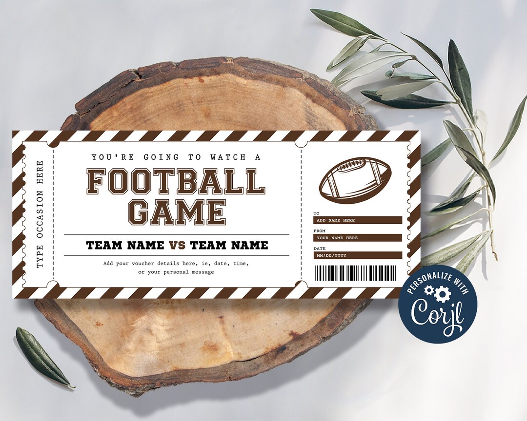 Football Game Ticket EDITABLE Surprise Football Gift Etsy