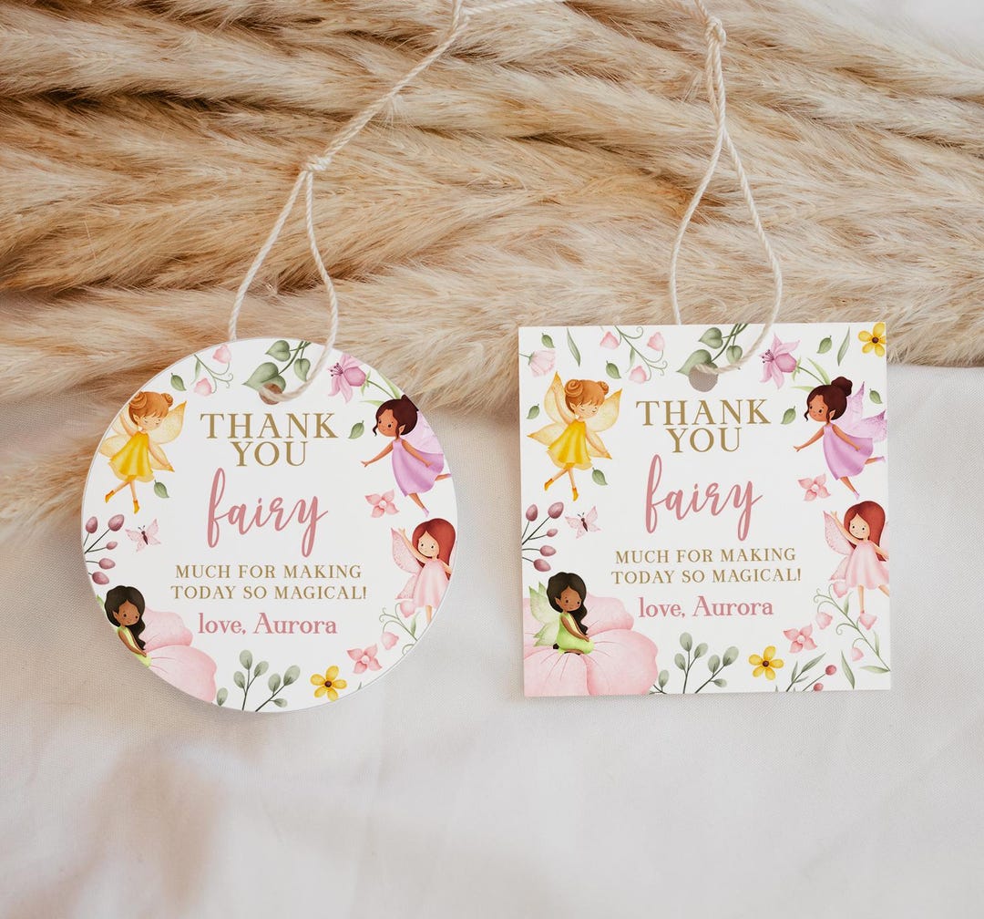 Fairy Birthday Party Favor Tags EDITABLE, Magical Fairy Baby Shower ...