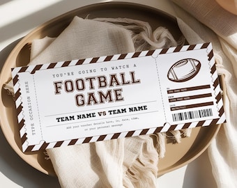 Fußballticket-Vorlage EDITIERBAR, Überraschungsfussballgeschenkgutschein, Überraschungsspielticket-Gutschein, Sportticket druckbar, für jeden Anlass