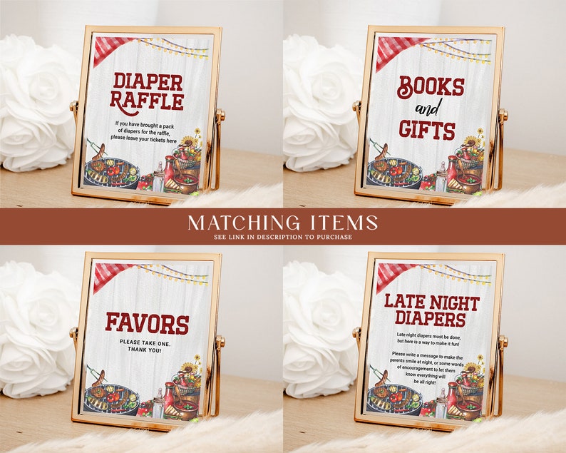 Diaper Raffle BBQ Baby Shower Sign, Backyard Baby Shower Diaper Ticket ...