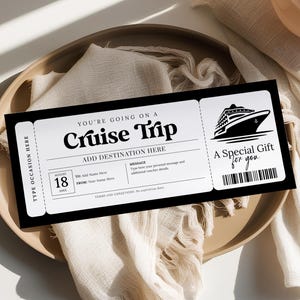Tarjeta de embarque de crucero editable, plantilla de boleto de crucero sorpresa, invitación de crucero, certificado de regalo de viaje imprimible, para cualquier ocasión CT22