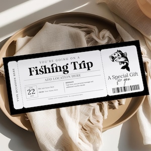 Angelausflug Zertifikat EDITIERBARE , Überraschungs Angeln Geschenkgutschein, Angelreise Ticket, Angelausflug Coupon, Angeln Geschenkkarte, jeden Anlass