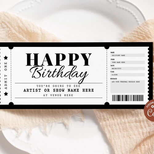 Printable Concert Ticket Template Surprise Concert Gift - Etsy
