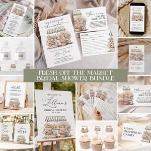 Fresh Off the Market Bridal Shower Bundle, Editable Farmer's Market Bridal Shower Invitation, She's Off The Market Party Games + Decor FM14
