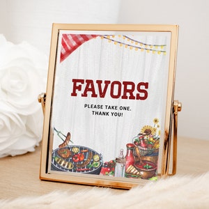 Favors BBQ Baby Shower Sign, Backyard Baby Shower Sign Printable, Coed Baby-Q Baby Shower Decor, Take a Treat Sign, INSTANT DOWNLOAD BBQ25