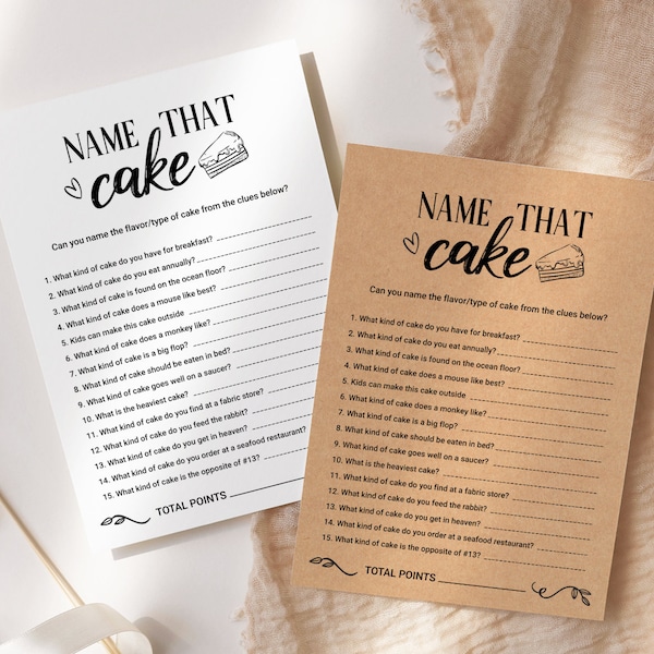 Name That Cake Game, Printable Bridal Shower Game, Rustic Engagement Party Game, Baby Shower, Wedding Shower Game, INSTANT DOWNLOAD BG05