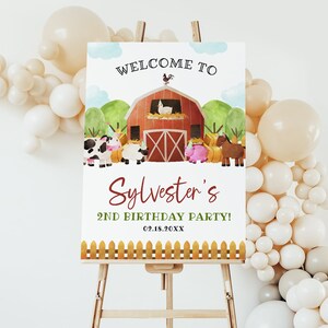 Farm Birthday Welcome Sign EDITABLE, Barn Animals Party Sign Printable, Farm Animals Birthday Sign, Ranch Kids, Barnyard Birthday Sign