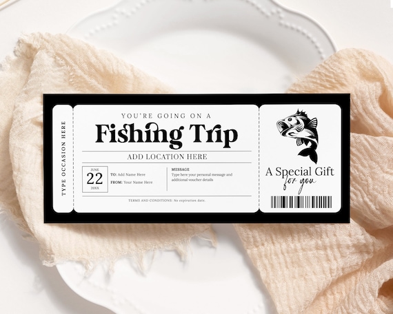 Fishing Trip Voucher EDITABLE, Surprise Fishing Gift Certificate, Fishing  Trip Ticket, Fishing Trip Coupon, Fishing Gift Card, Any Occasion 