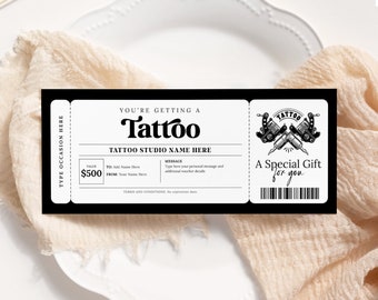 Tattoo-Geschenkgutschein EDITIERBAR, Tattoo-Geschenkgutschein druckbar, Tattoo-Geschenkkarte, Tattoo-Gutscheinvorlage, Tattoo-Gutschein, für jeden Anlass