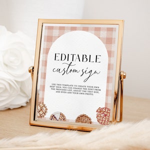 Placa personalizada para festa Cutie Pie EDITÁVEL, Placa de aniversário Sweetie Pie para impressão, Decoração para festa de chá de bebê com tema de torta, Aniversário de outono, 8x10 CP09
