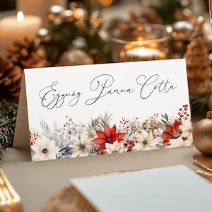 Christmas Tea Party Food Labels EDITABLE, High Tea Holiday Party Place Card, Christmas Food Tent Card, Buffet Label, Dinner Name Cards CT25
