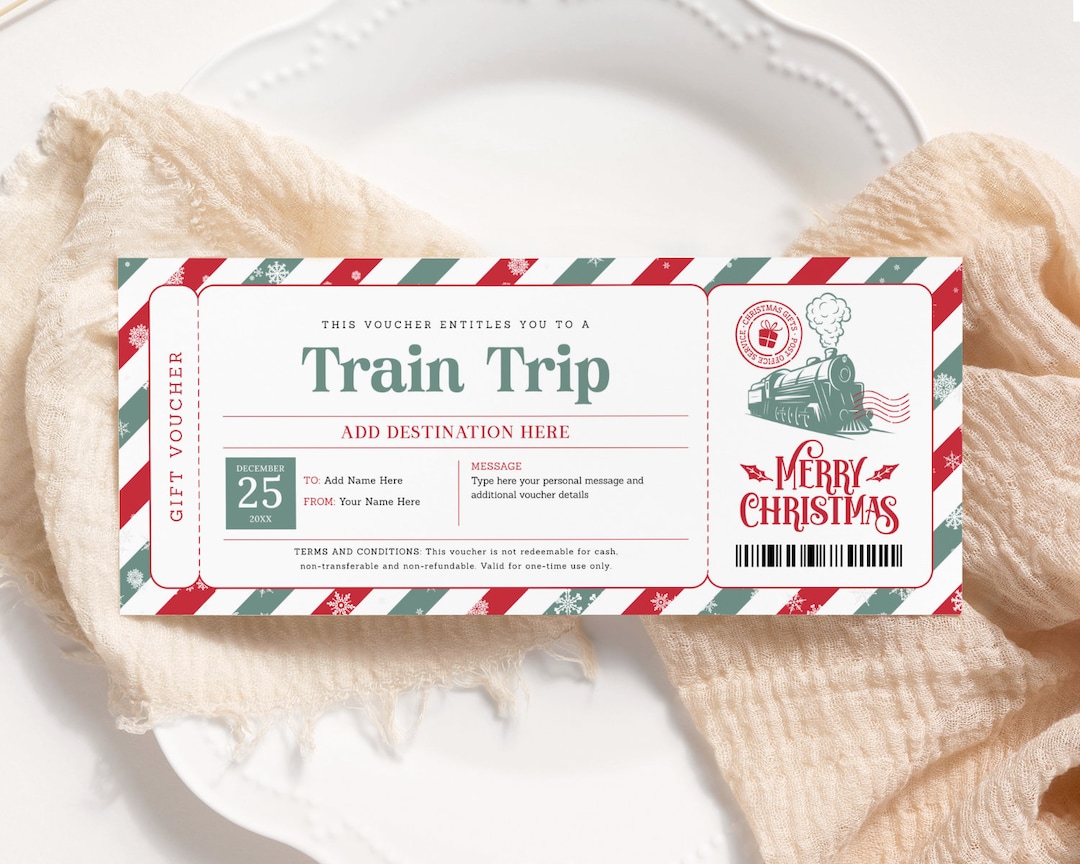 Train Christmas Ticket EDITABLE, Printable Santa Train Ticket Template