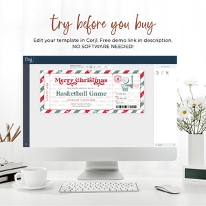 Basketball Game Christmas Ticket EDITABLE, Surprise Basketball Gift ...