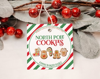 North Pole Cookies Tag Printable, North Pole Cookie Stickers, Christmas Cookie Gift Tag, Santa Cookie Label, Elf Cookies, INSTANT DOWNLOAD