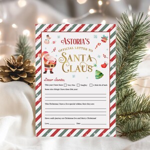 Carta de Navidad a Papá Noel EDITABLE, Plantilla de carta a Papá Noel para imprimir, Carta oficial personalizada a Papá Noel, Querido Papá Noel, Correo del Polo Norte CR25