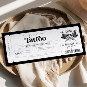 Tattoo cadeaubon BEWERKBAAR, tattoo cadeaubon afdrukbaar, get Inked cadeaubon, tattoo ticketsjabloon, tattoo coupon, elke gelegenheid
