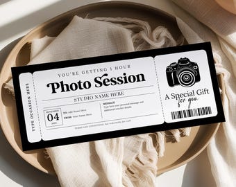 Photography Gift Certificate Template, EDITABLE Photo Session Gift Card, Printable Photo Shoot Voucher, Family Photography Coupon