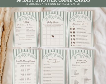 Zestaw gier na baby shower z lokalnych upraw, karty do gry na baby shower z targu farmerskiego, domowe zabawy na baby shower, neutralne płciowo LG32