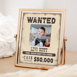 Cowboy Wanted Poster EDITABLE, Cowboy Birthday Party Decor, Rodeo Birthday, Wild West Party, Outlaw Reward Sign, Distressed Wanted Sign