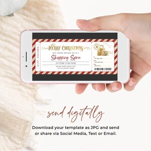 Shopping Spree Christmas Voucher EDITABLE, Shopping Day Gift Certificate Template, Holiday Surprise Ticket, Printable Shopping Spree Coupon image 3