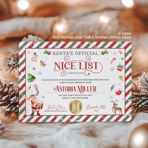 Editable Santa Nice List Certificate Template, Personalized Christmas Printable, North Pole Document, Santa Claus Certificate for Kids, Digital Download