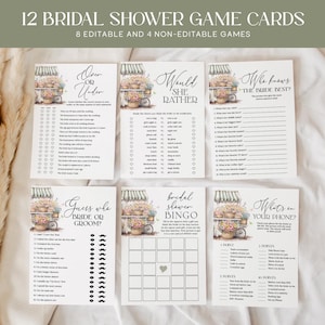 Fresh Off the Market Bridal Shower Games Bundle EDITABLE, 12 Farmers Market Shower Game Card Printable, She&#39;s Off The Market Activities FM14
