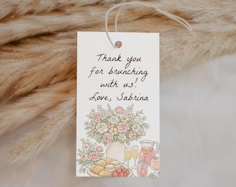 Etykiety na upominek dla dziecka na ogrodowy brunch, edytowalna etykieta na prezent z podziękowaniem za przyjęcie w ogrodzie Coquette, Baby Shower w rozkwicie, kwiatowy baby brunch shower GB19