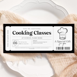 Buono regalo per corso di cucina MODIFICABILE, certificato di corso di cucina stampabile, invito per corso di cucina, corso di pasticceria, per qualsiasi occasione