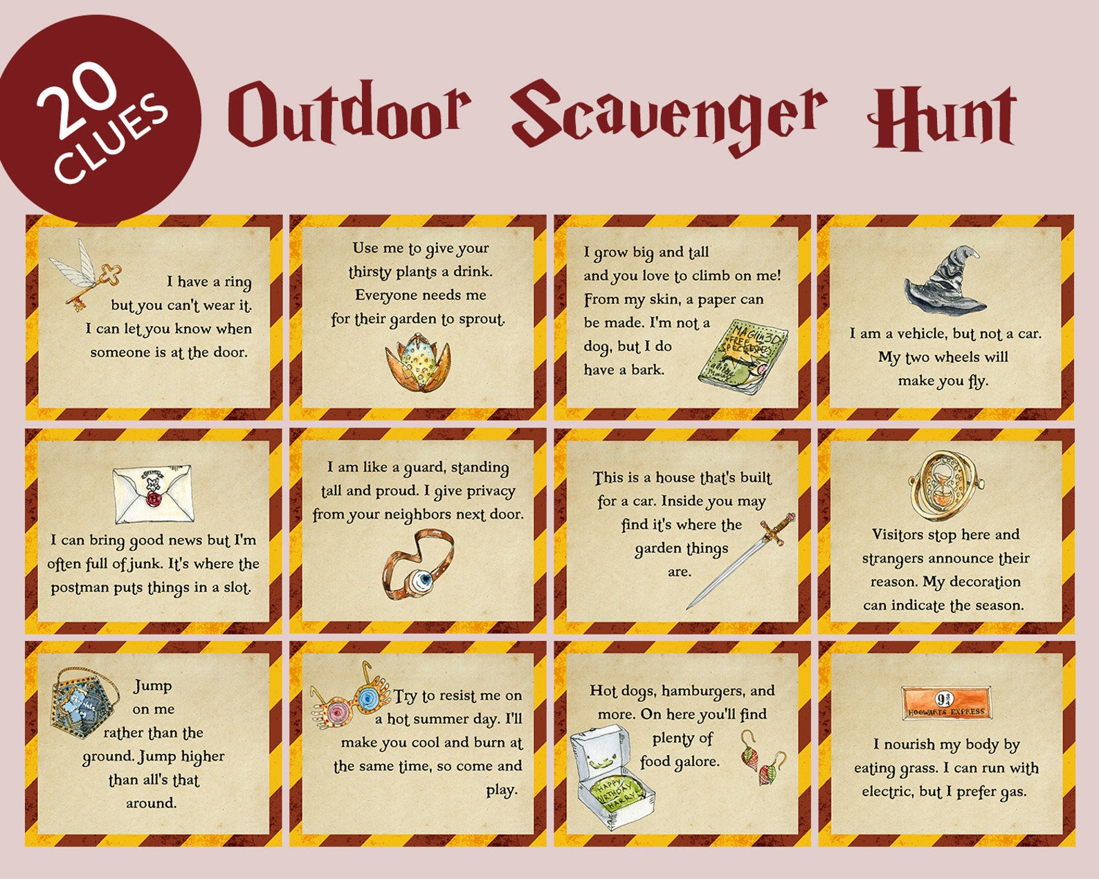 Outdoor Harry Potter Scavenger Hunt Harry Potter Birthday | Etsy