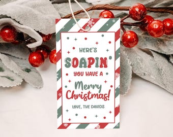 Cadeaulabel kerstzeep BEWERKBAAR, label zeepje, je hebt een vrolijk kerstfeest, cadeaulabel leraar waardering vakantie, labels kersthandzeep