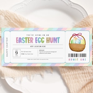 Ostereiersuche Ticket EDITIERBAR, Ostereiersuche Einladung zum Ausdrucken, Ostern Einladungsvorlage, Community Osterparty, Nachbarschaftsveranstaltung