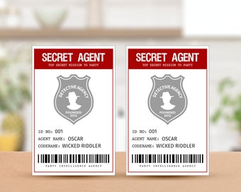 Secret Agent Party Badge EDITABLE, Spy Name Tag, Spy ID Passes, Detective Party Badge, Printable Birthday Party Passes, Spy Party