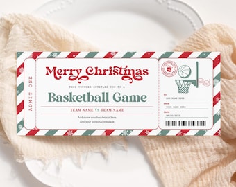 Basketball-Spiel-Weihnachtskarte BEARBEITBAR, Überraschungs-Basketball-Geschenkgutschein zum Ausdrucken, Sportgutschein, Basketball-Kartenvorlage